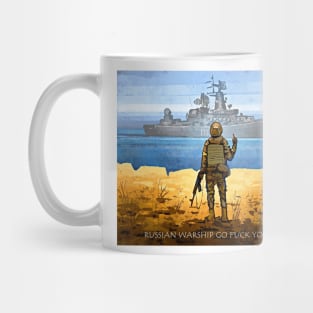 Russian Warship Go Fuck Yourself Graphic Poster Stand with Ukraine Glory to Heroes Support for Ukraine Mug